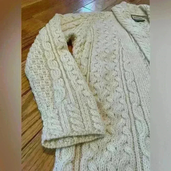 Shannon Woolen Mills Chunky Cable Knit Open Cardigan Sweater Womens Size M Ivory - Picture 9 of 14